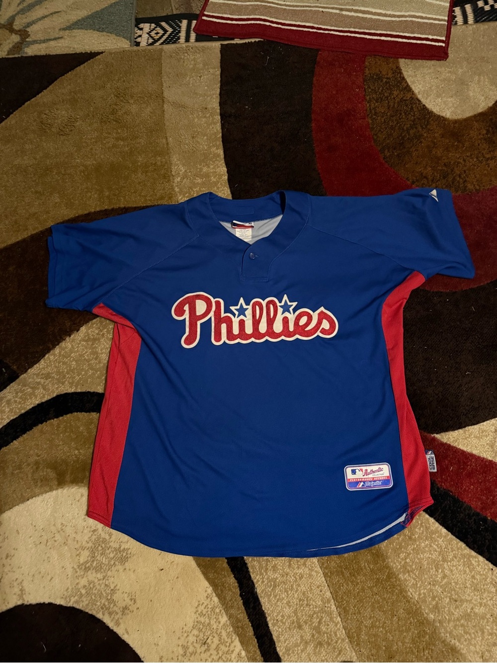 Majestic Philadelphia Phillies Blue and Red Baseball Jersey vintage made in USA